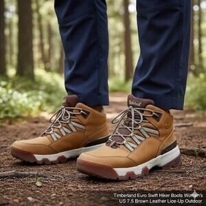 Timberland Euro Swift Hiker Boots Women's US 7.5 Brown Leather Lace-Up Outdoor